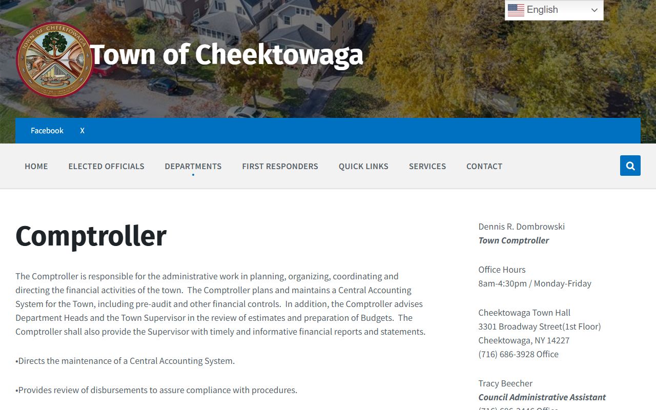 Cheektowaga Town Comptroller office for unclaimed money searches