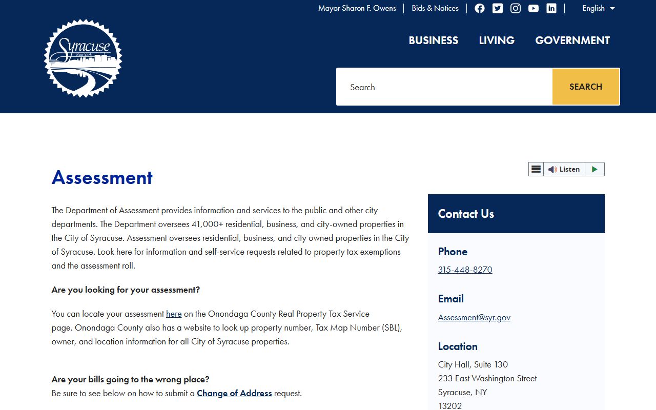 Syracuse Assessment Department