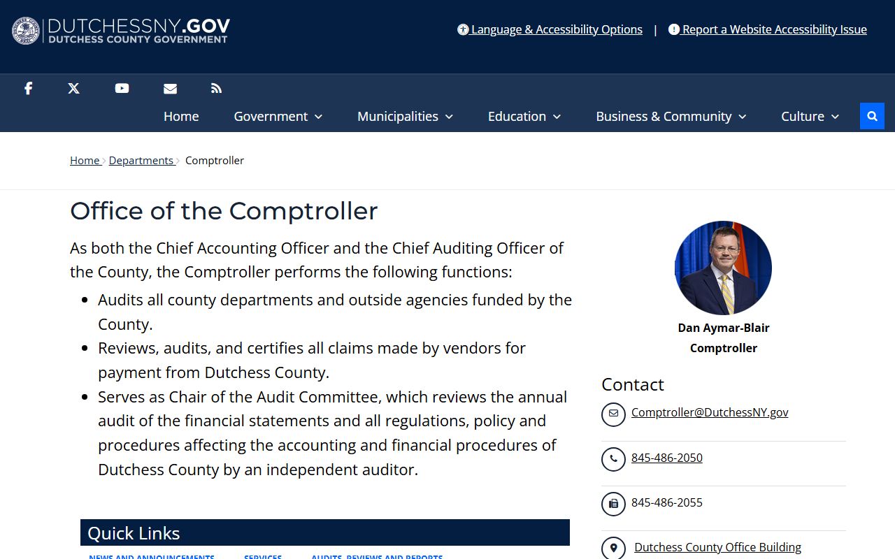 Dutchess County Comptroller office for unclaimed funds