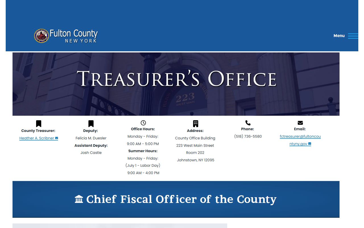 Fulton County Treasurer office for unclaimed funds