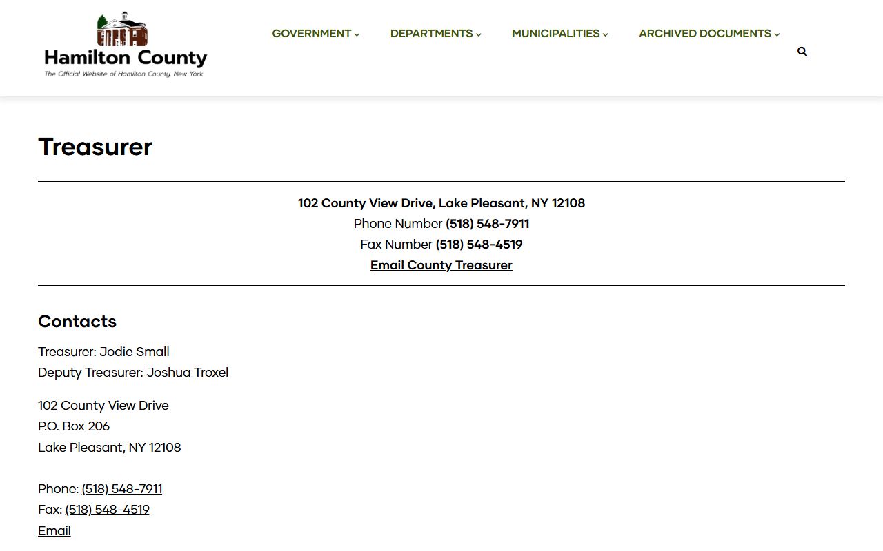 Hamilton County Treasurer office for unclaimed tax refunds