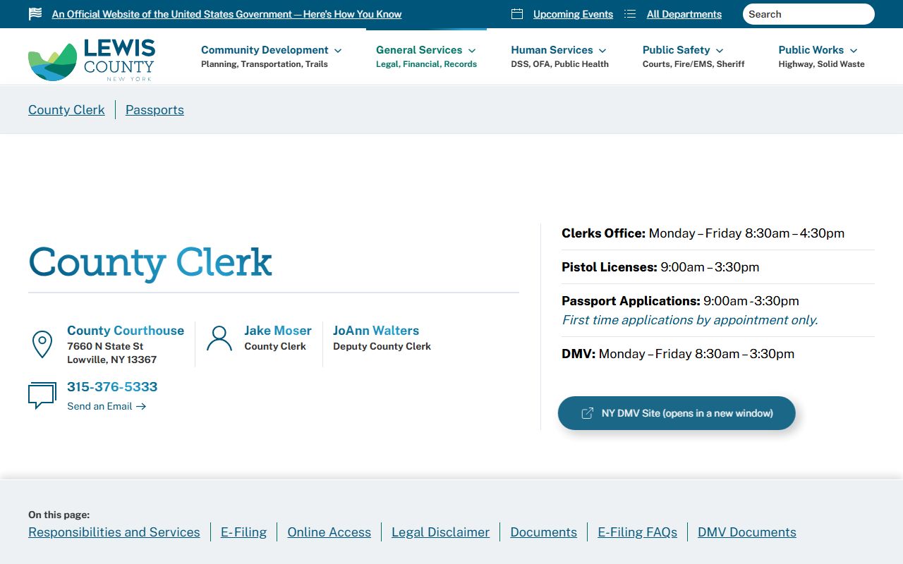 Lewis County Clerk office page