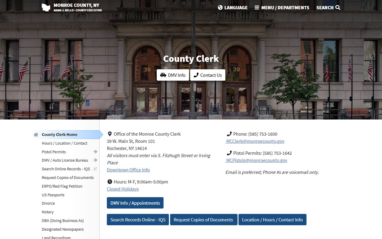 Monroe County Clerk office page