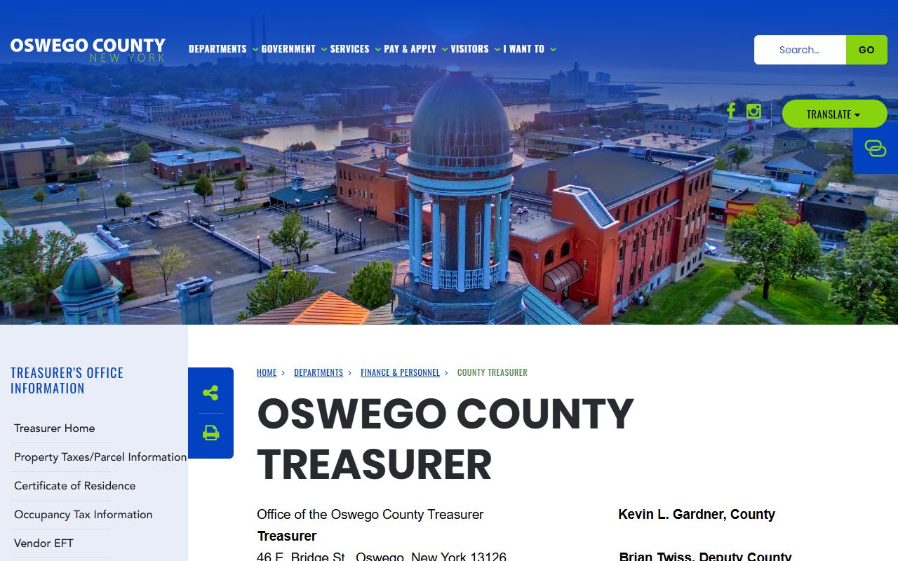 Oswego County Clerk and Treasurer office for unclaimed money