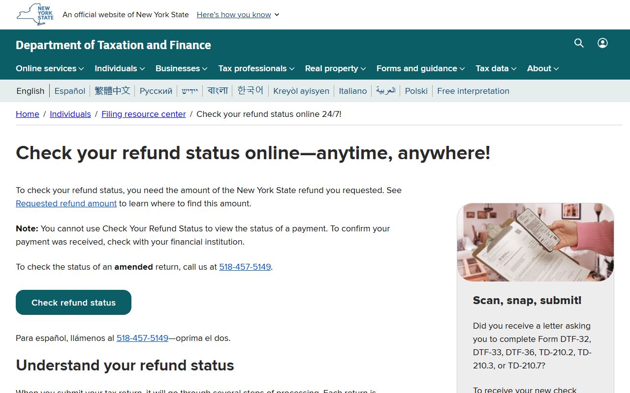 New York State tax refund search for unclaimed money